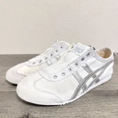 オニツカタイガー メキシコ66スリッポン 1183A962 キャンバス 薄底スニーカー 24cm ホワイト×シルバー