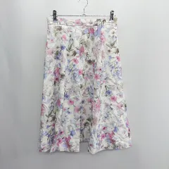 ◇ JUSGLITTY ジャスグリッティー 総柄 ひざ丈 フレア スカート サイズ2 ピンク ブルー アイボリー レディース E  【1408220026814】