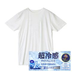 接触冷感 Tシャツ《丸首：ホワイト半袖》新品 未使用 -4.5℃ 下着 インナー ストレッチ 紫外線対策 UVカット率90％以上 ストレッチ ドライ【D6R】【メール便3】ファッション メンズ M L LL 夏