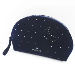 スワロフスキー SWAROVSKI ポーチ ラインストーン ネイビー 紺系  ベロア調のサムネイル