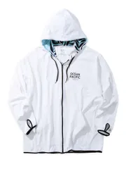 ラッシュガード 長袖 大きいサイズ メンズ フルジップパーカー ボタニカル OP OCEAN PACIFIC C070417-05 ホワイト