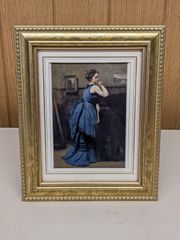 ポストカード カミーユ・コロー 「青い服の婦人」(1874)  額入り ルーブル美術館蔵 ＊mee125●