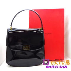 美品　CHARLES JOURDAN　シャルルジョルダン　2wayショルダー　ハンドバッグ　ブラック 黒　エナメル　箱・カード・クロスつき　レトロ　ヴィンテージ　25-H-113　久安店