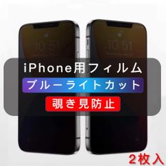 iPhone用 覗き見防止フィルム ブルーライトカット ガラスフィルム　全面保護　2枚　iPhone12 iPhone13 iPhone14 iPhone15 iPhone15Pro iPhone15Promax iPhone16 iPhone16Pro