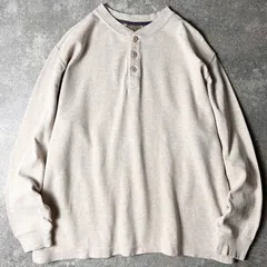 LLBean 無地 ヘンリ―ネック 長袖 コットン サーマル Tシャツ L / オールド LLビーン エルエルビーン ベージュ ロンT