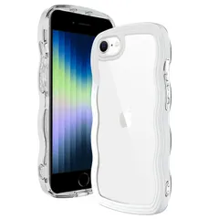 【迅速発送】Casesmo iPhone SE 第3世代 用/iPhone SE2 / iPhone8 / iPhone7 ケース クリア 可愛い 韓国 TPU ウェーブ ソフト 滑り止め 薄型 軽量 耐衝撃 おしゃれ スマホケース ストラップホール付き アイ