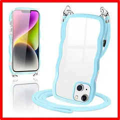 【匿名配送】 iPhone 14_ブルー iPhone14 ケース クリア ショルダー カバー いPhone 14 スマホケース 創意 個性 肩掛け 首掛け 斜