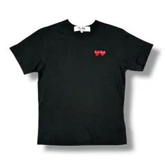 PLAY COMME des GARCONS ダブルハート 刺繍 Tシャツ プレイコムデギャルソン AZ-T226 ブラック M 85228A1