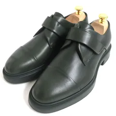 極美品▼19SS HERMES エルメス ベルクロ マジックテープ ストレートチップ レザーシューズ ダークグリーン 39 メンズ イタリア製のサムネイル