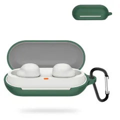 YAODLEソニーWF-C700N用ケース対応SONYWF-C700N液状シリコン保護ケース耐衝撃性防塵紛失防止装着充電可能カラビナ付き(グリーン)