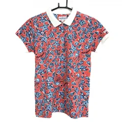 ★特価★ジャックバニー 半袖ポロシャツ レッド×ライトブルー 総柄 魚 貝  レディース 1(M) ゴルフウェア Jack Bunny