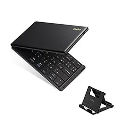 【中古】(未使用･未開封品)Ewin 新型 Bluetoothキーボード 折りたたみ式 157g 超軽量 薄型 レザーカバー 財布型 ワイヤレスキーボード USB 薄型 IOS/Android/Windows に対