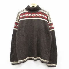 XL/古着 ラルフローレン ポロスポーツ 長袖 ブランド ケーブル セーター メンズ 手編み ハンドニット ウール タートルネック ハイネック 赤