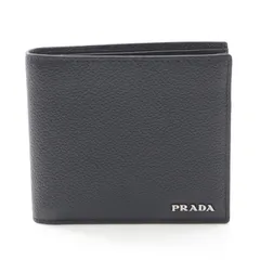 プラダ PRADA 二つ折り財布 VIT.MICRO GRAIN 2MO738 ブラック レザー 二つ折財布 メンズ 未使用