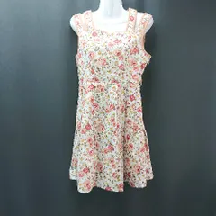 ◇ an another angelus 総花柄 スリーブレス 裏地あり きれいめ ひざ丈 ワンピース サイズF ピンク レディース E  【1310130030563】