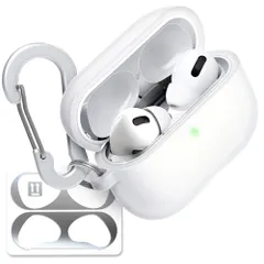 superdivision AirPods 半透明 充電ケースカバー シリコン 高級 AirPods Pro 第1/2世代に適用 ケース 保護ケース イヤホン 収納エアポッドプロ ケース キズ防止 耐衝撃 カラビナ付き 装着したまま充電 撥水 金属