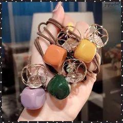 おしゃれ ヘアゴム 5本セット韓国風ゴムお洒落大人可愛い カラービーズ髪ゴム お出かけ髪留め 髪飾り ヘアアレンジ まとめ髪普段使い ヘアアクセサリーリングゴムカラフル 2連結び プチプラ ヘアゴム お団子 5ピース