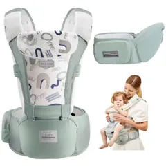 新品 【ベビーアムール】Bebamour 抱っこひも ヒップシート 軽量 通気メッシュ ベビーキャリア 前向き抱っこ おんぶ 6way ウェストキャリー 快適（グリーン）