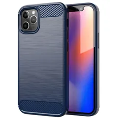 iPhone12 ケース iPhone12 Pro アイフォン12 プロ  カーボン調 薄型 耐衝撃 ソフト ケース 【Color】 ブルー