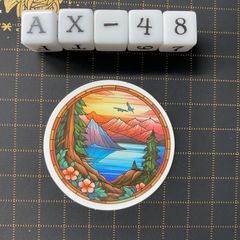 방수 스티커 자연 스테인드 글라스 스타일 일러스트 AX-48