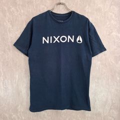 NIXON ニクソン サイドブランドタグ ブランドロゴプリント やや薄手 ネイビー 紺 M Tシャツ