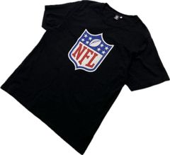 NFL  公式 ロゴ プリント 半袖 Tシャツ ブラック 黒 XL 春夏 スポーツ アメフト ラグビー アメカジ ストリート タウンユース 古着■AL267