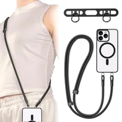 [Dorasu] スマホショルダー スマホ ストラップホルダー 携帯ストラップ ショルダー 首掛 斜め掛け 肩掛け iPhone 専用2点吊り 長さ調整可能 充電影響なし 落下紛失防止 全機種対応