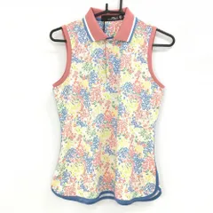 【新品】RLXラルフローレン ノースリーブポロシャツ 白×ピンク系×マルチカラー 花柄 レディース SP ゴルフウェア Ralph Lauren