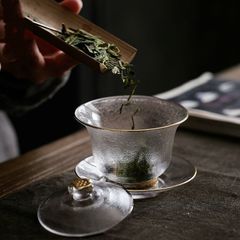 盖碗 耐熱ガラス お茶 湯呑 200ml 中華 功夫 茶碗 セット 中国茶器 グラス 蓋付き 受け皿 伝統 中華 茶器 xzdsgey