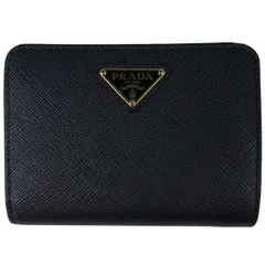【在庫一掃】 プラダ PRADA ロゴプレート 二つ折り財布 小銭入れ 札入れ 二つ折り財布 サフィアーノレザー ネロ(ブラック) 1ML018 レディース 【中古】