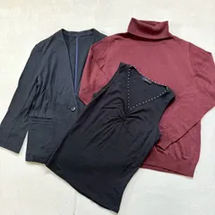 【まとめ売り】COMME CA ISM コムサイズ 3点セット レディース Lサイズ ノーカラージャケット タートルネック ノースリーブ オフィス カジュアル