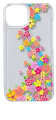 【新品未使用】iPhone14 アイフォン14 クリア ハードケース ( カラフルラインフラワー ) カラフル 花柄 フラワー cl-ip14-24