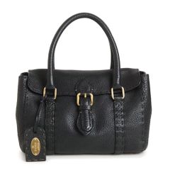 フェンディ セレリア ミニリンダ ハンドバッグ ローマンレザー ブラック 黒 ゴールド金具 8BR486 FENDI（中古）