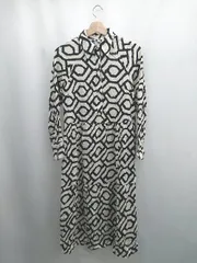 ◇ Θ H&M エイチアンドエム 柄入り 半袖 ロング丈 ワンピース サイズXS ブラック ホワイト系 レディース E  【1506230029303】