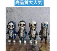 ハロウィン用のスカル像 樹脂製の置物彫刻人形の装飾 ポータブルホームデコレーショングッズフィギュア スケルトン像ディスプレイハンドクラフト デスク