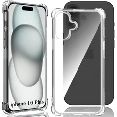 AQXNG iPhone 16 Plus 専用ケース クリア 6.7インチ 対応 アイフォン 16 Plus カバー TPU 米軍MIL規格 【 エアバッグ 耐衝撃 携帯便利 ワイヤレス充電対応 すり傷防止 軽量 スリム 】 iPhone16 Plus 用 0