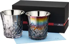 SunFly PROGRESS ロックグラス チタンミラー 日本製 ウィスキー ワイン 焼酎 ハイボール お酒がまろやかに クロス付 Rex Infinite - Silver 2個セット( Rex Infinite - Rex Silver)のサムネイル