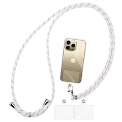 【緊急入荷】首掛け ショルダーストラップ 1本+透明タグパッチ3枚入り ネックストラップ スマホストラップ 肩掛け用 ロング 携帯ストラップ 斜めがけ 首から下げる 長さ調整可能 [AOKKR] 忘れ物防止 スマホ紛失予防に 全機種対応 スマホストラップ [ホ