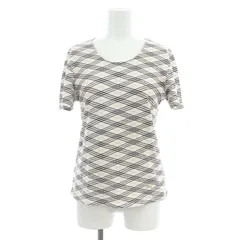 バーバリー ロンドン BURBERRY LONDON チェック カットソー 半袖 プルオーバー ロゴ刺繍 2 M オフホワイト 黒 ブラック /SY ■OS