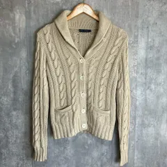 ラルフローレン カーディガン ケーブルニット カシミヤ混 襟付き ポケット付き ベージュ Mサイズ ★お値段交渉を受け付けます。
