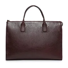 AKIYAMA ブリーフケース 防水 メンズ ビジネスバッグ 本革 レザー ミニ トート大容量 a4対応 PC 通勤 ビジネス 自立 出張 (ダークブラウン色) W38×H27×D11cm