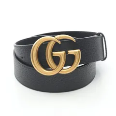 グッチ GUCCI ベルト GGマーモント 406831 ブラック レザー ダブルGヘワイドベルト メンズ Used A