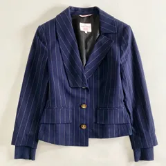 40i7 Vivienne Westwood RED LABEL ヴィヴィアンウエストウッド レッドレーベル テーラードジャケット ブレザー サイズ1 ネイビー ストライプ レディース 日本製のサムネイル
