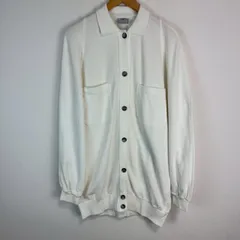 us製 カーディガン 長袖 襟付き コットン ホワイト サイズM レディース 古着 カジュアル レトロ ストリート シティーボーイ オーバーサイズ ゆるダボ