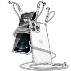 iPhone 12 Pro Max ケース クリア ショルダー iPhone12pro maxスマホケース アイフォン12pro max カバー 肩掛け 斜めかけ 縄掛けケース 透明 薄型 軽量 TPU 携帯ケース 紐付き 斜めがけ 織りストラップ