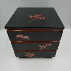 茶道具　塗師　海田宗恵造　真塗　縁高重　五段重　共箱　V　8789A 茶道具 塗師 海田宗恵造 真塗 縁高重 五段重 共箱 V
