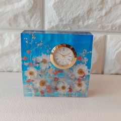 花かんざしの置時計(ブルー)
