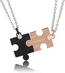 felicitations ペアネックレス カップル プレゼント ジュエリー メンズ レディース( ブラック＆ピンクゴールド)