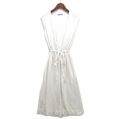 セオリーリュクス theory luxe コットン レーヨン サマーニット ロング ジレ ベスト ウエストシャーリング ESPOIR REA ホワイト 白 38