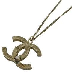 シャネル CHANEL ココマーク フェイクパール ネックレス ラインストーン 羽根モチーフ ネックレス GP ゴールド レディース 【中古】